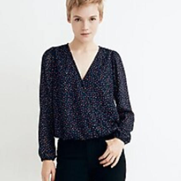 Madewell Tops - Madewell SZ S Wrap Top in Sugar Dot $88